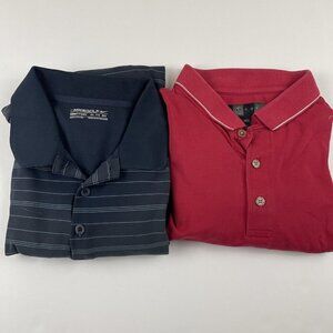 Nike Golf Dri-Fit Polo Shirt Men’s 2XL Red Solid Blue Stripe Lot of 2